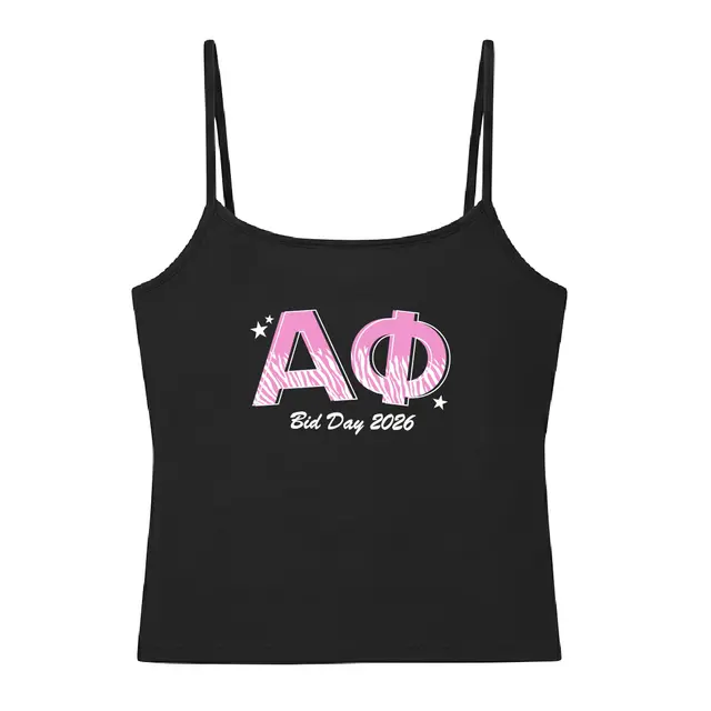 Alpha Phi Pink Zebra Text Bid Day Tank 2
