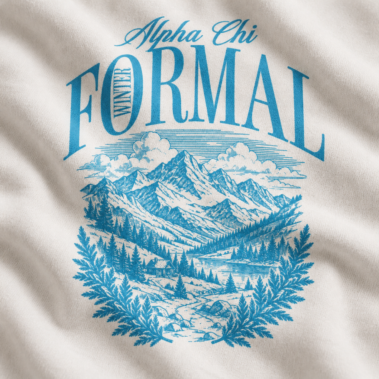 Alpha Chi Omega Mountain Scene Winter Formal Crewneck | Fresh Prints