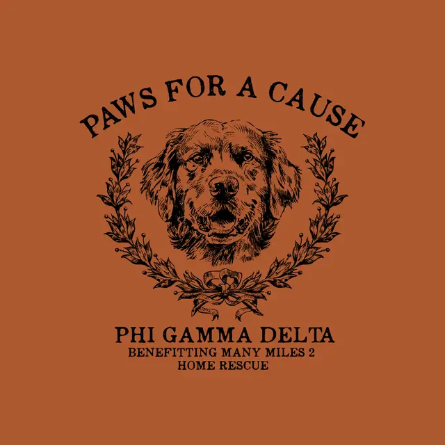Phi Gamma Delta Paws for a Cause Dog Illustration Philanthropy Shirt
