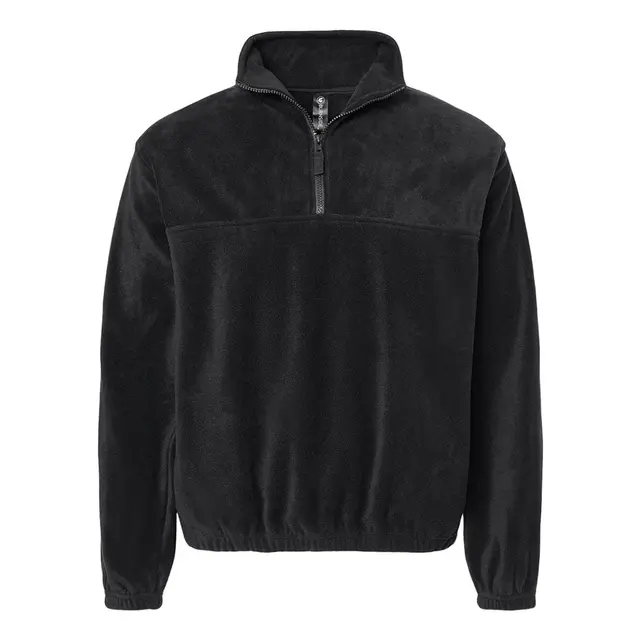 Burnside Men's Polar Fleece Quarter-Zip Pullover - 3052 Black Front