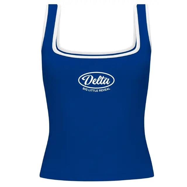 Delta Delta Delta Script Text and Oval Big Little Reveal Tank 2