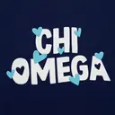 Chi Omega Cute Texts with Blue Hearts Design for  for Sorority