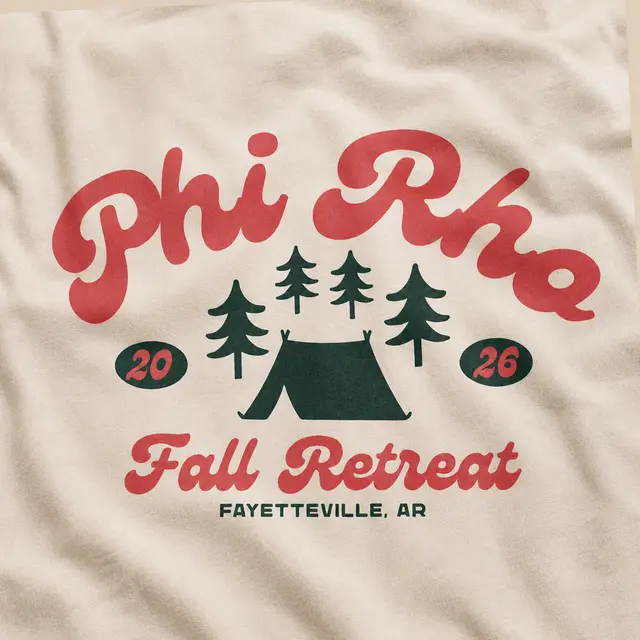 Phi Sigma Rho Whimsical Tent and Trees Retreat Shirt