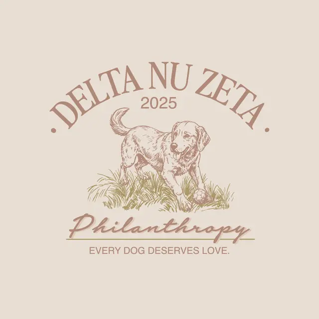 Delta Nu Zeta Playful Dog Illustration Philanthropy Shirt