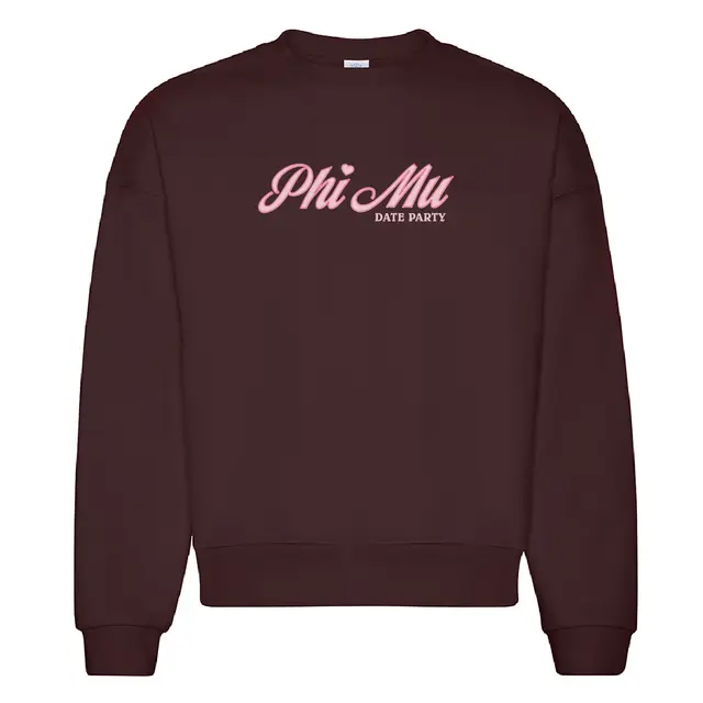 Phi Mu Pink Heart Font Date Party Crewneck 2