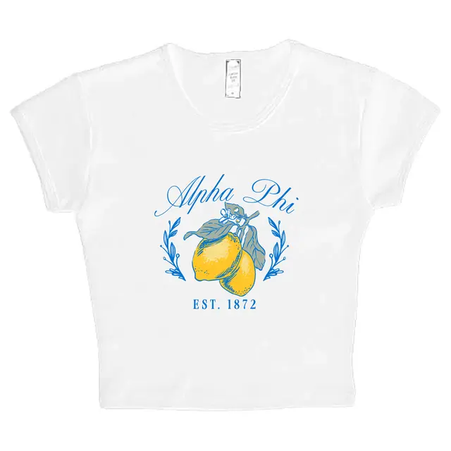 Alpha Phi Script Lemon Illustration PR Shirt 2