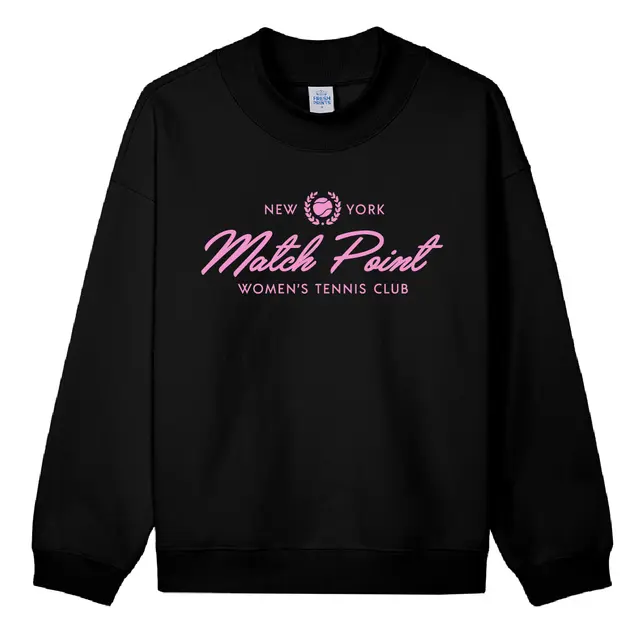 Women's Tennis Club Match Point Pink Script PR Crewneck 2
