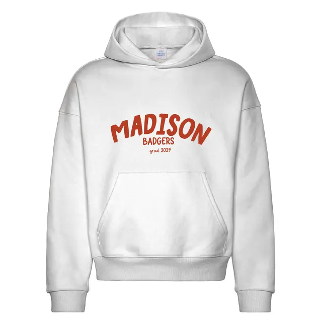 Madison Badgers Bold Text PR Hoodie 2