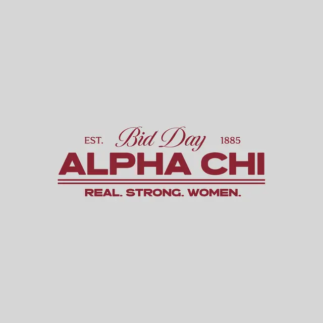 Alpha Chi Omega Bold Serif Text Bid Day Crewneck
