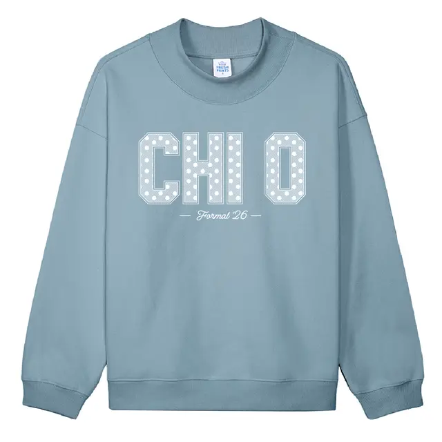 Chi Omega Polka Dot Text Formal Crewneck 2