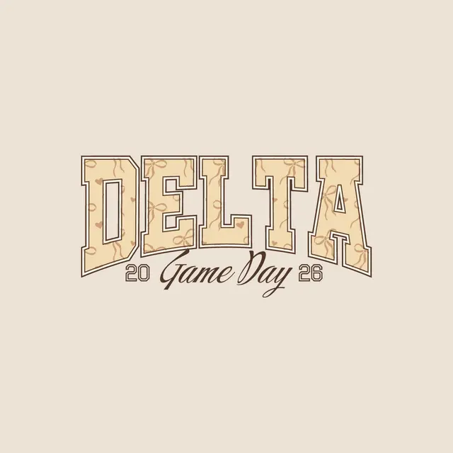Delta Delta Delta Bow Pattern Block Texts Game Day Crewneck