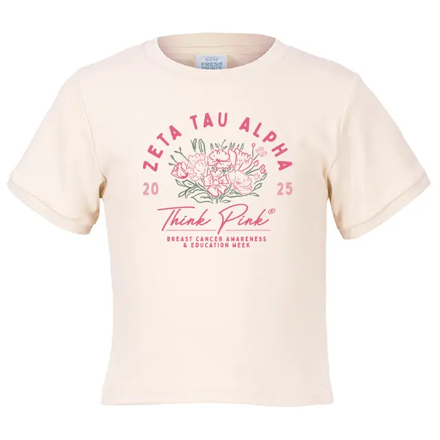 Zeta Tau Alpha Floral Think Pink Philanthropy Shirt 2