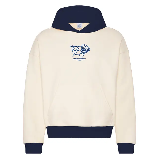 Sigma Delta Tau Bold Script with Shuttlecock Parent's Weekend Hoodie 2