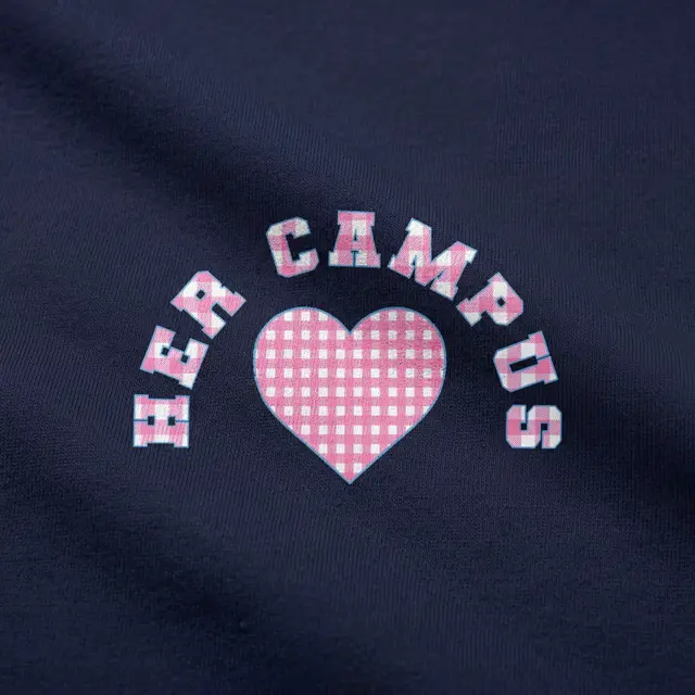 Her Campus Checker Pattern Heart PR Crewneck