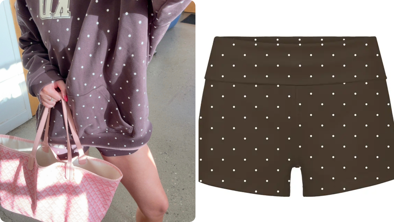 Fresh Prints Lindsey Polka Dot Fold Over Shorts in Dark Chocolate with Cream Polka Dots
