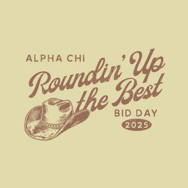 Alpha Chi Omega Roundin' Up The Best Cowboy Hat Graphic Bid Day Tank