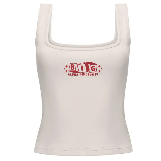 Alpha Omicron Pi Letter Blocks Sparkles Big Little Reveal Tank 2