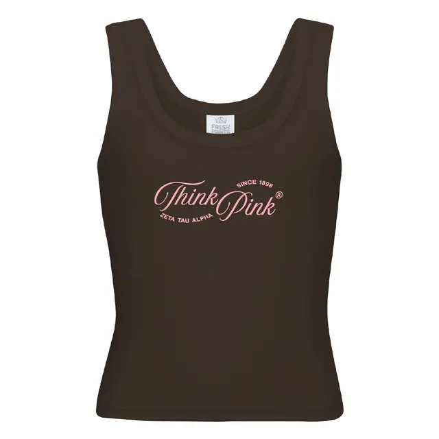 Zeta Tau Alpha Think Pink Script Philanthropy Tank 2