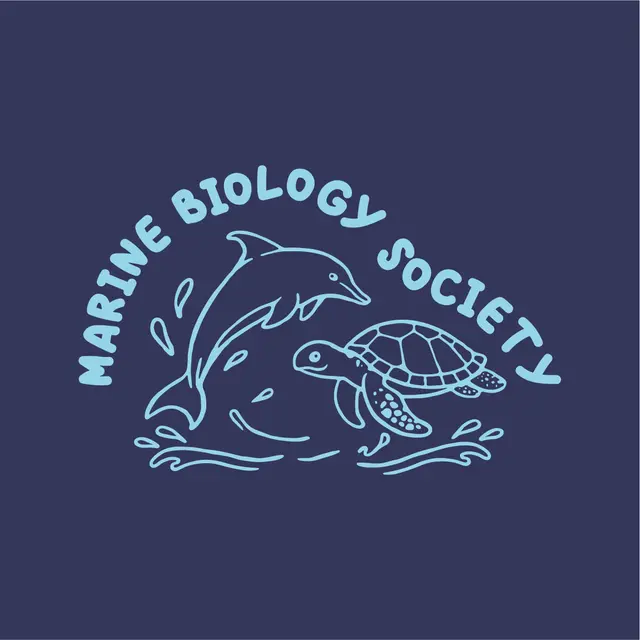Marine Biology Society Dolphin and Turtle Graphic PR Crewneck