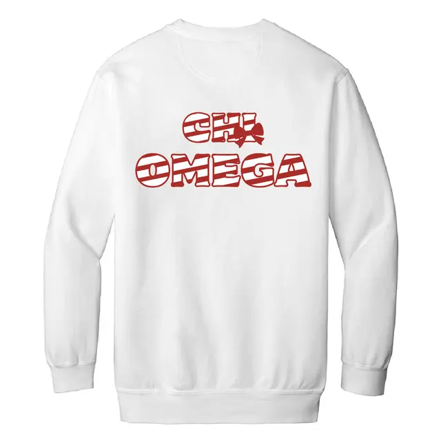 Chi Omega Striped Lettering PR Crewneck 2
