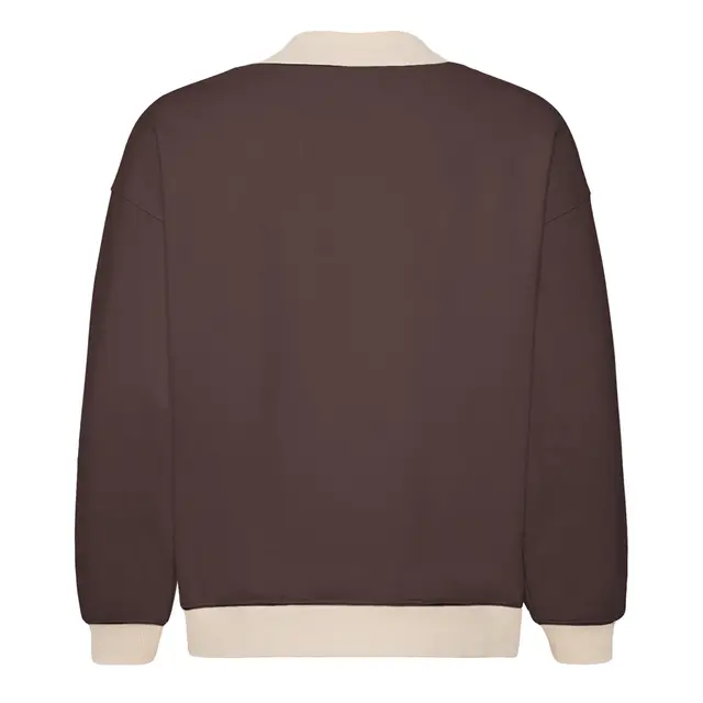 Fresh Prints FP123 Denver Heavyweight Color Block Mock Neck Dark Cocholate Buttermilk mto Back