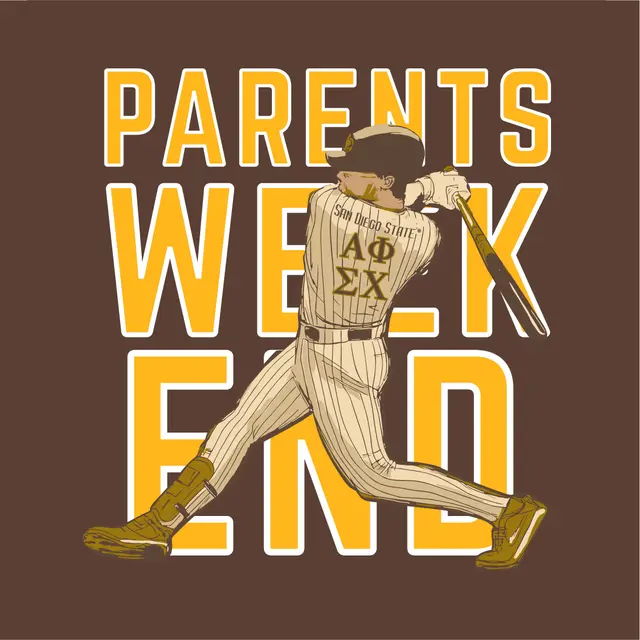 Alpha Phi Baseball Graphic Parents Weekend Shirt