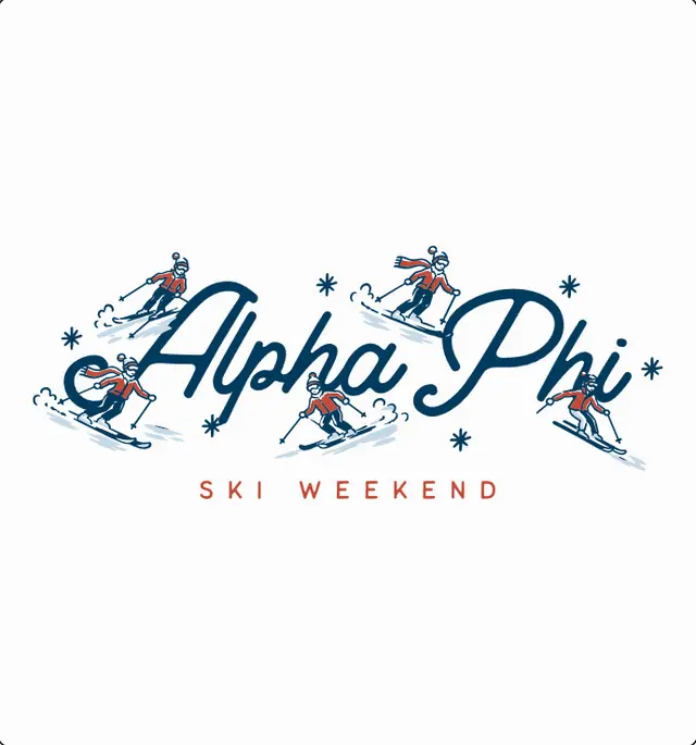 Alpha Phi Skiing Action Graphic PR Sweater