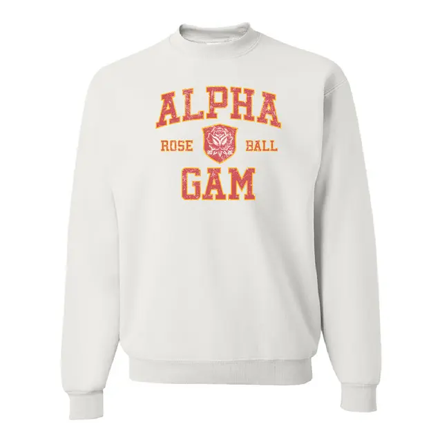 Alpha Gamma Delta Bold Lettering Rose Ball Formal Crewneck 2