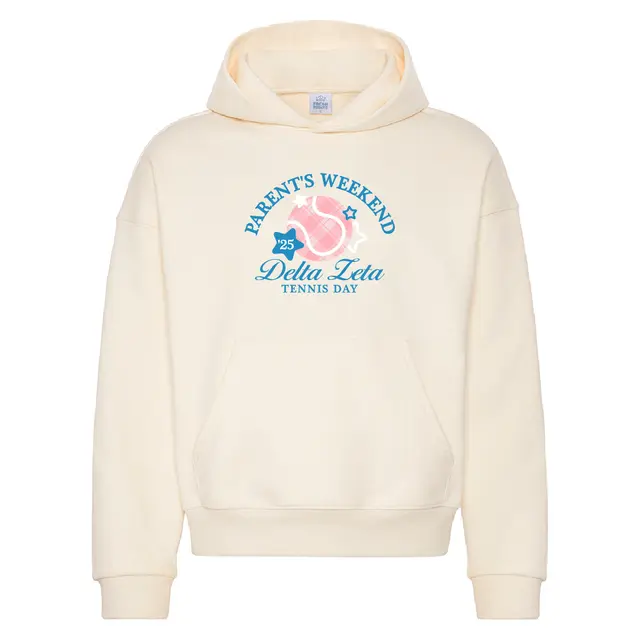 Delta Zeta Plaid Tennis Ball Parent's Weekend Hoodie 2