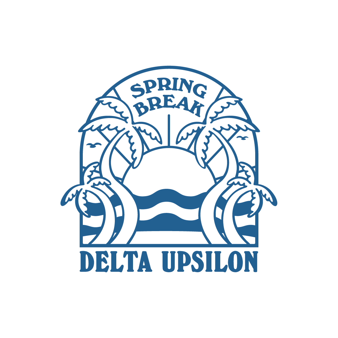 Delta Upsilon Palm Tree Illustration Spring Break Tank | Fresh Prints
