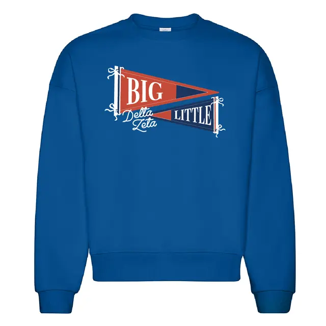 Pennants with Ribbons Illustration Big Little Reveal Sweater Design for Delta Zeta