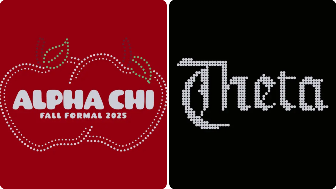 Alpha Chi Fall Formal and Kappa Alpha Theta rhinestone designs