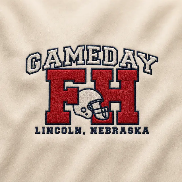 FarmHouse Stacked Text Helmet Game Day Crewneck