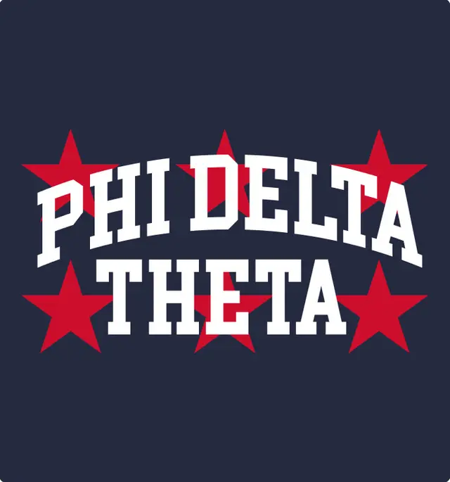 Phi Delta Theta Bold Stars Stacked Lettering PR Crewneck