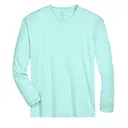 Customizable Ultraclub Adult Cool & Dry Sport Long-Sleeve Performance Interlock T-Shirt 8422 Sea Frost Front