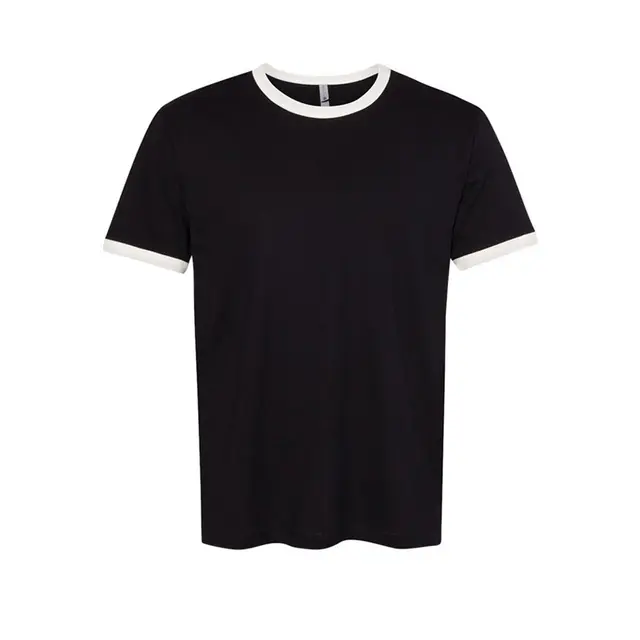 Customizable Next Level Unisex Fine Jersey Ringer 3604 Black With Natural Front