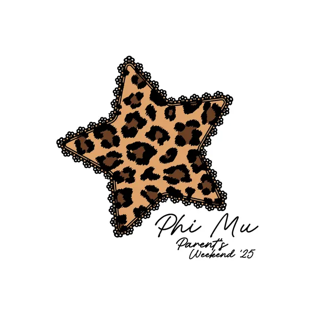 Phi Mu Cheetah Patterned Laced Star Parent's Weekend Tank