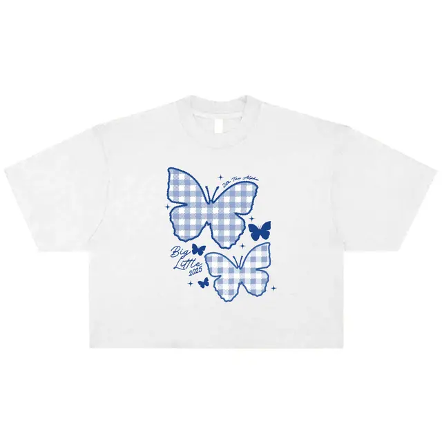Zeta Tau Alpha Gingham Butterfly Big Little Reveal Shirt 2