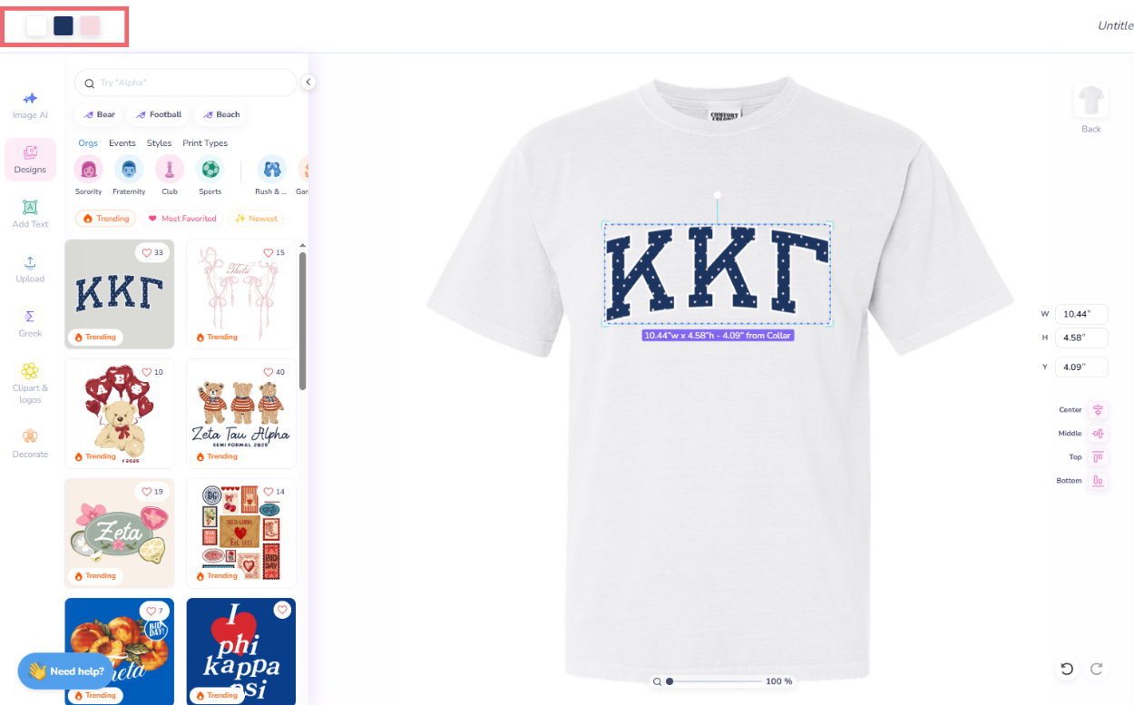 Change Colors on the Fresh Prints Design Tool