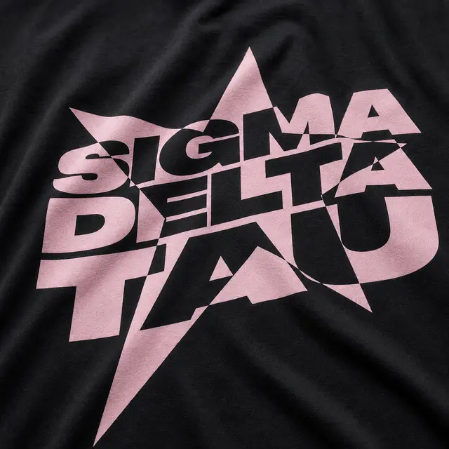 Sigma Delta Tau Punk Themed Star and Text in Pink PR Shirt