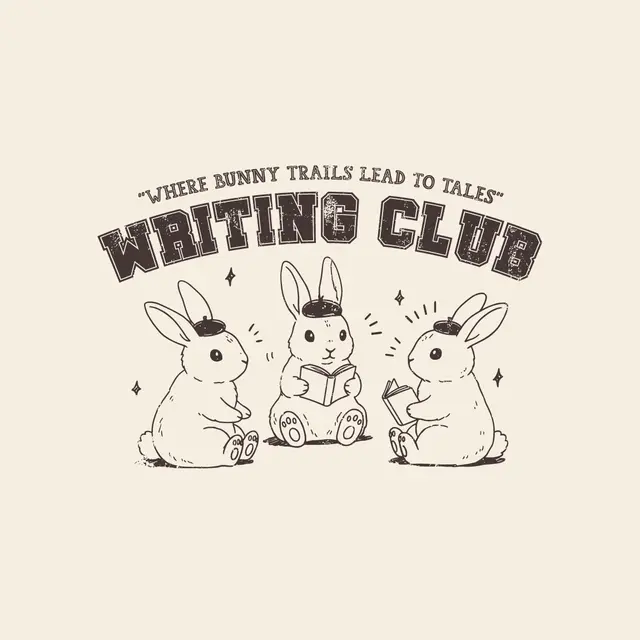 Writing Club Bunny Trio Text PR Hoodie