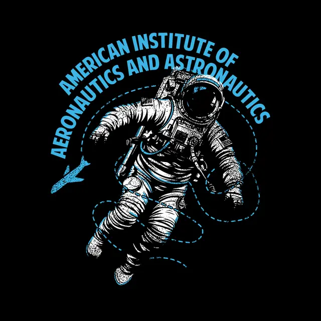 American Institute of Aeronautics and Astronautics Astronaut and Rocket Text PR Shirt