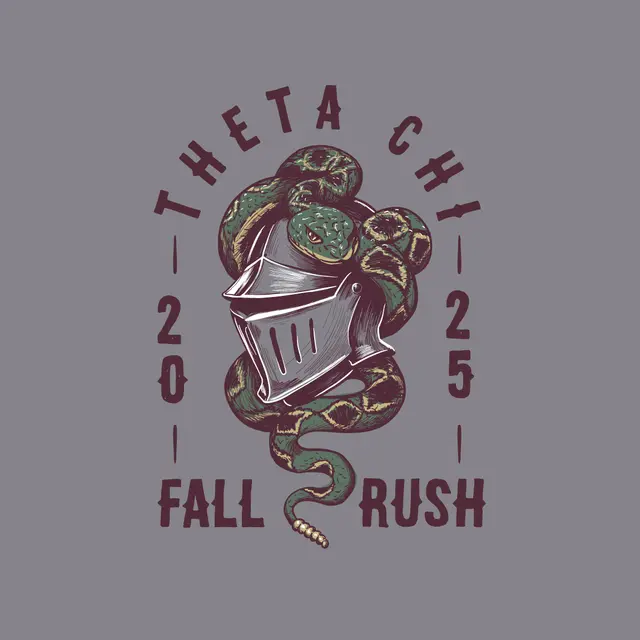 Theta Chi Knight Helmet and Snake Fall Rush Shirt