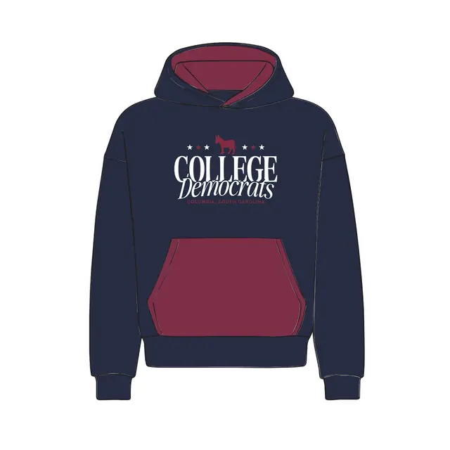 College Democrats Stacked Serif Text PR Hoodie 2