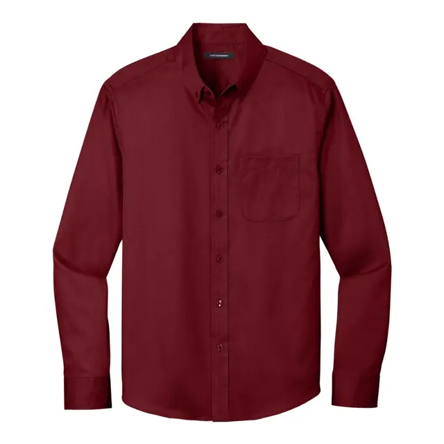 LONG SLEEVE SUPERPRO REACT TWILL SHIRT Burgundy Front