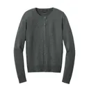 Women's Easy Care Crewneck Cardigan Sweater Charcoal Heather Front