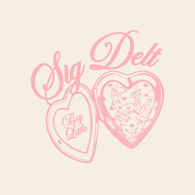 Sigma Delta Tau Heart Locket Cats Big Little Reveal Hoodie