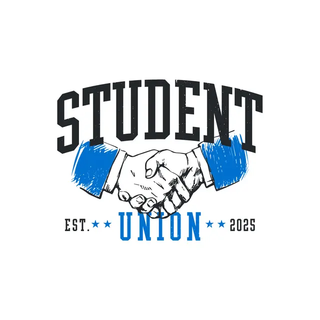 Student Union Bold Text Handshake Graphic PR Hoodie