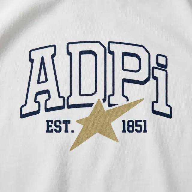 Alpha Delta Pi Stacked Lettering Star Est Shirt