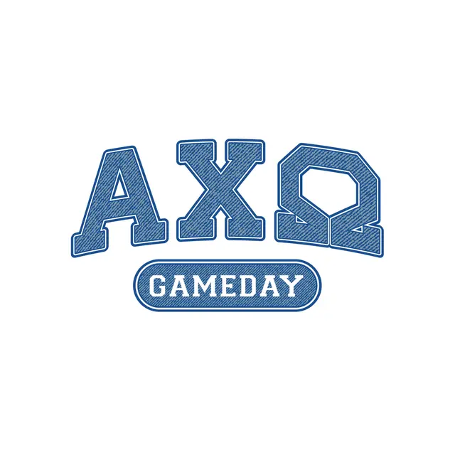 Alpha Chi Omega Blue Block Letters Game Day Shirt